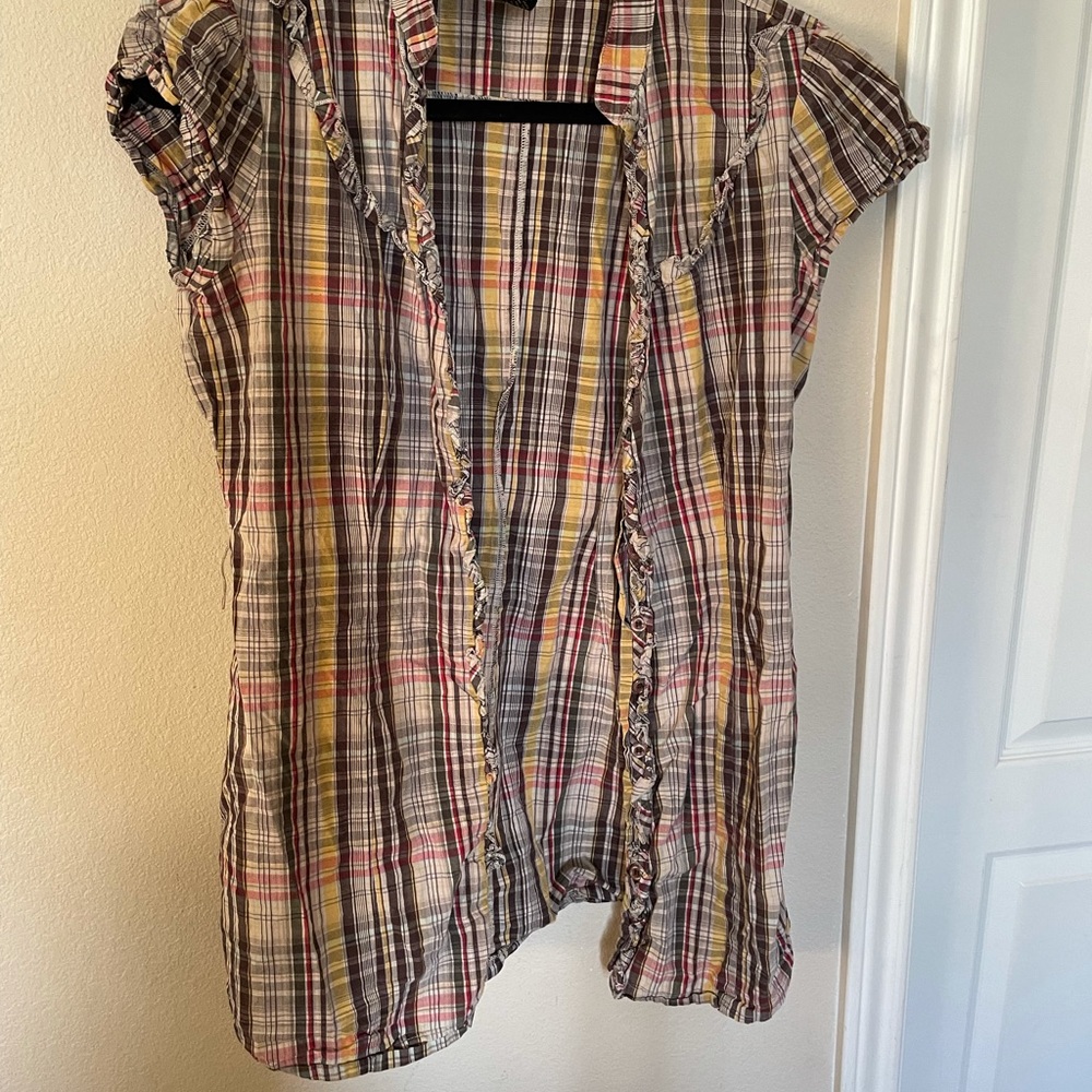 Multi colored button up blouse